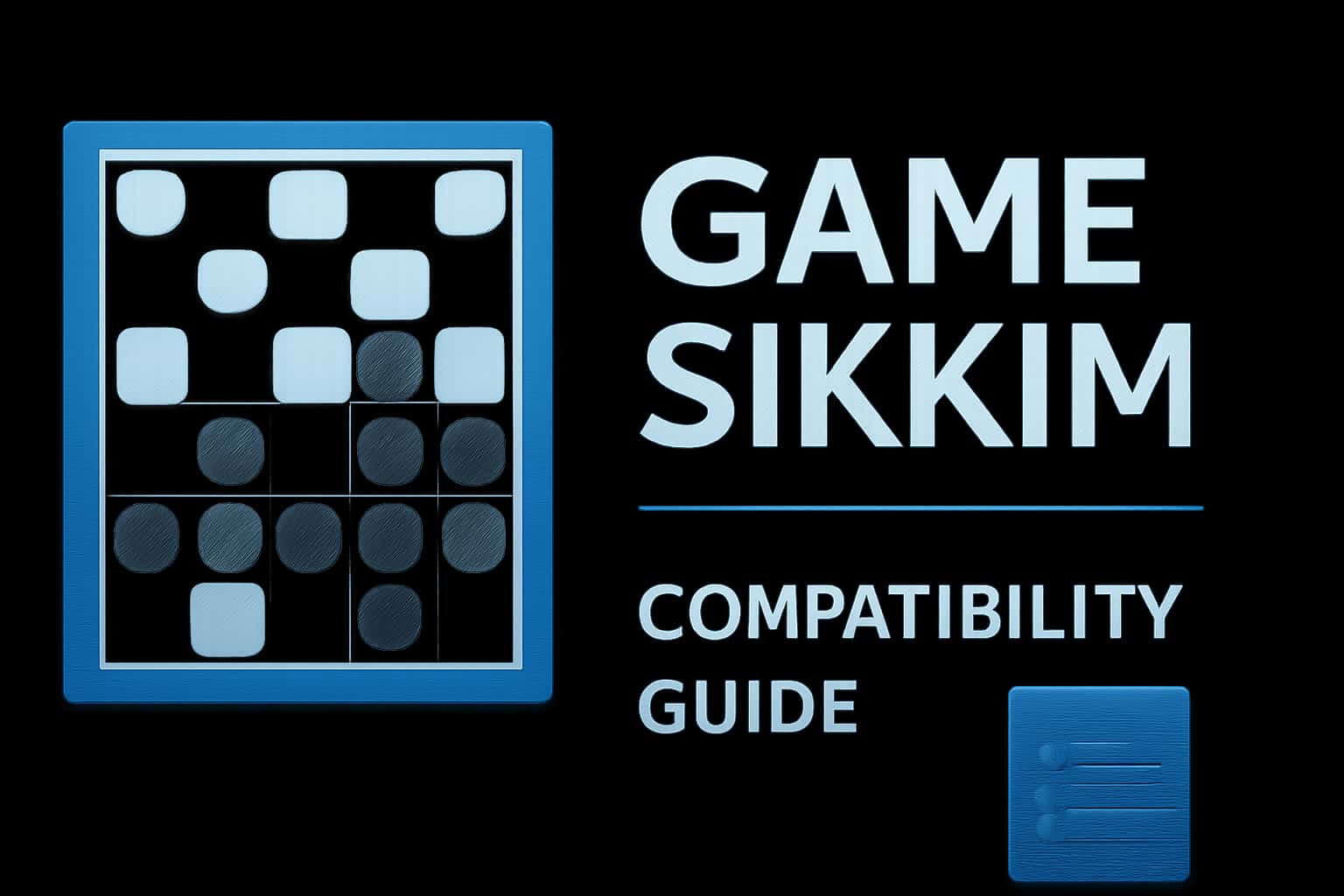 Informational scene depicting Game Sikkim Compatibility Guide with blue accents.