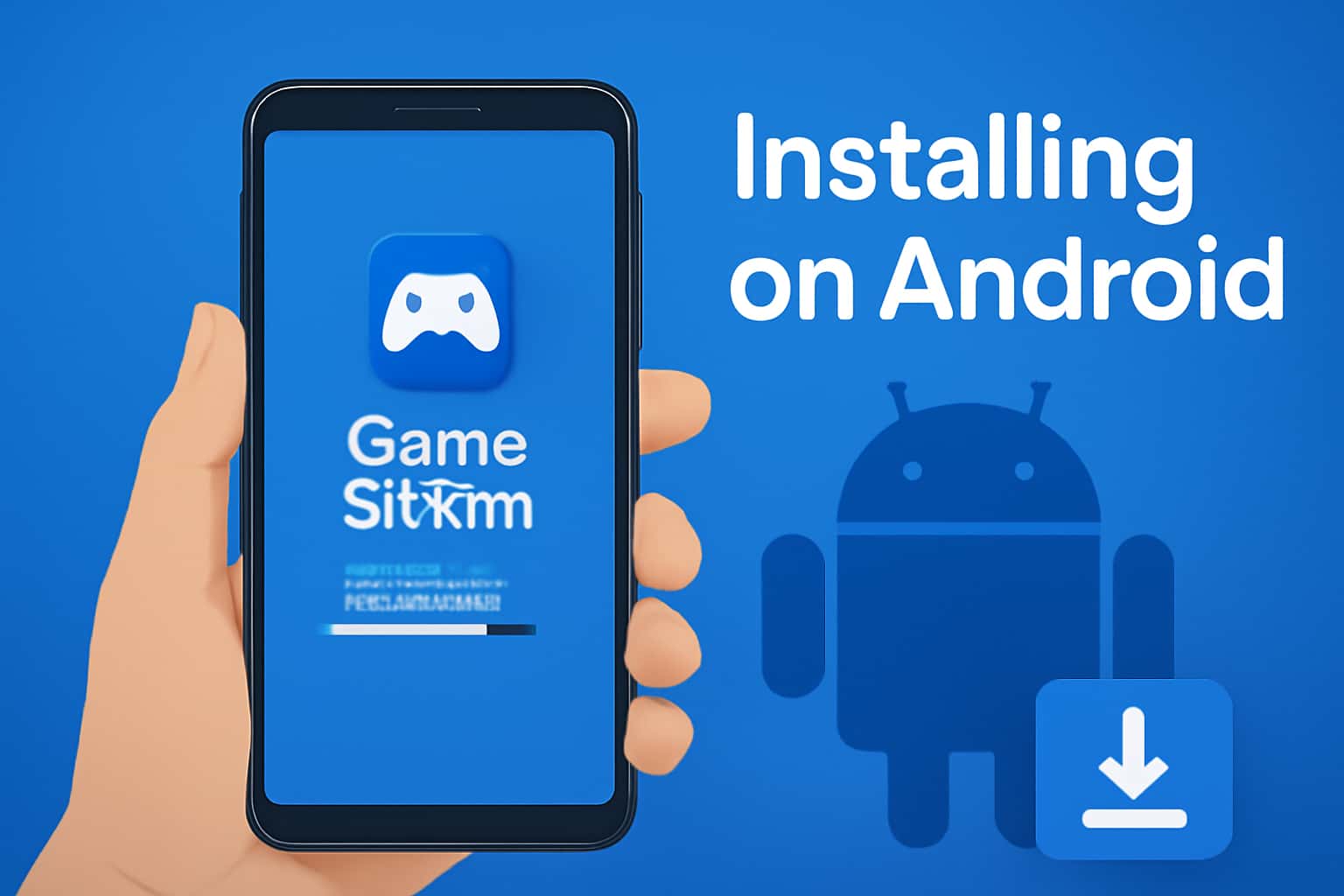 An informative scene depicting the process of installing Game Sikkim on an Android device.
