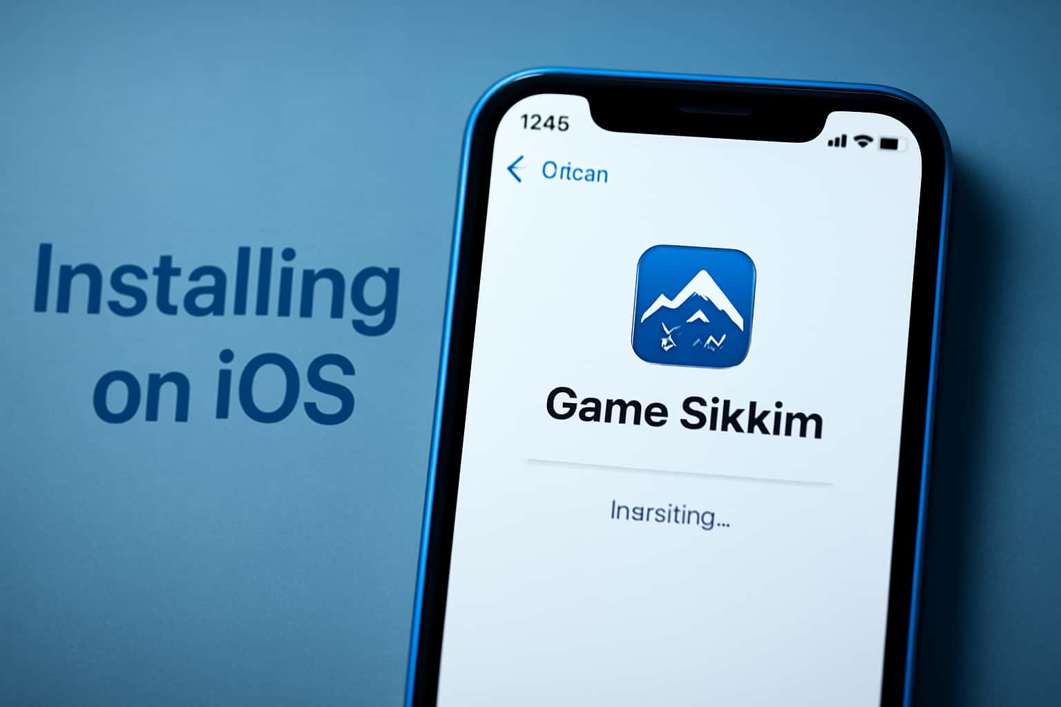 An informative scene depicting the installation process of Game Sikkim on iOS devices.