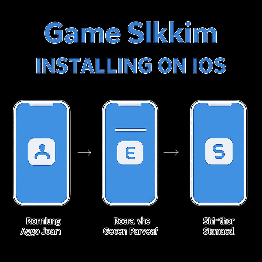An illustration showing the installation steps for Game Sikkim on iOS.